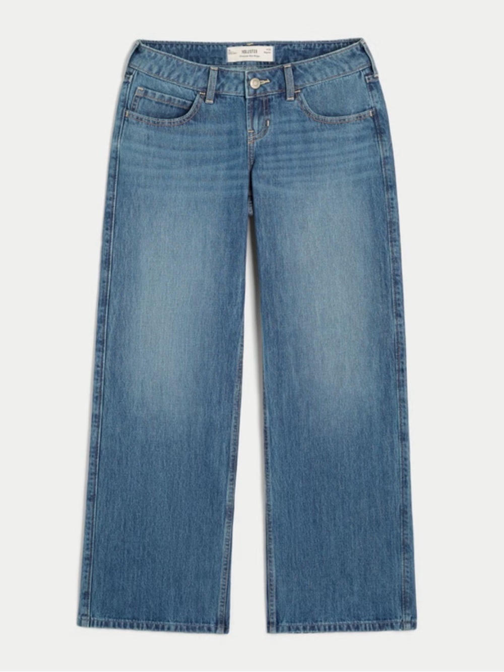 Hollister Ultra Low Rise Baggy Wide-Leg Denim Jeans in Medium Blue Size 25